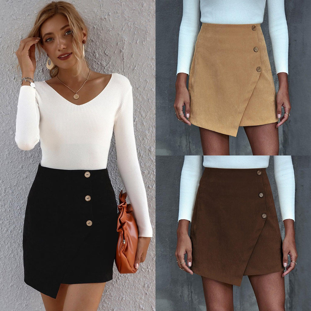 skirts - Γυναικέια Φούστα Σε Γραμμή Α Με Ακανόνιστα Κουμπιά - Γυναικεία μόδα σε εξαιρετικές τιμές! - Minx.gr🥇