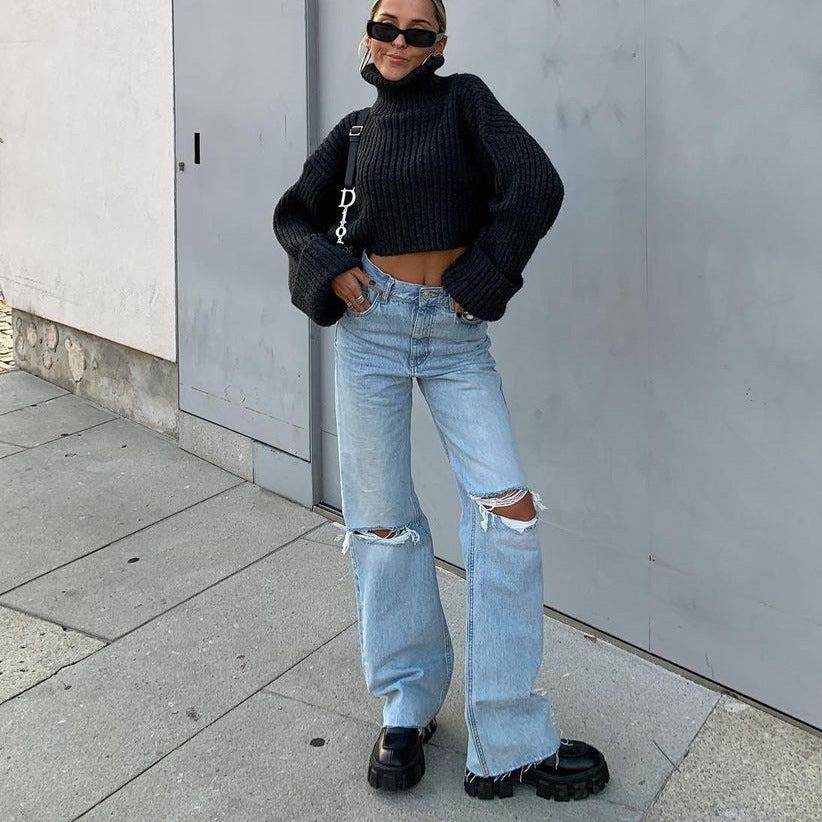 Jeans - Γυναικείο Τζιν Με Σκισμένες Τρύπες - Γυναικεία μόδα σε εξαιρετικές τιμές! - Minx.gr🥇