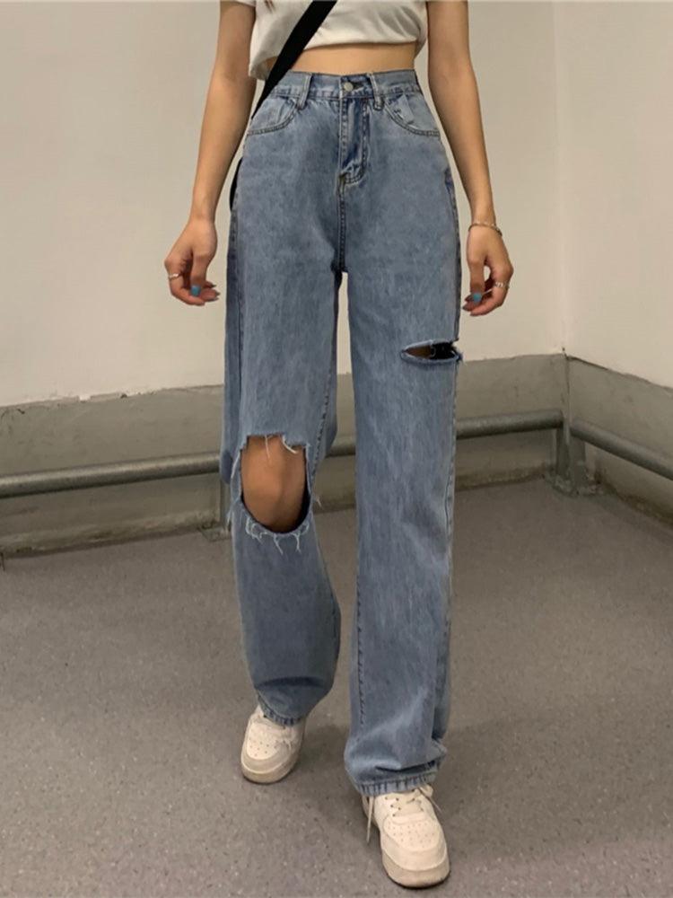 Jeans - Γυναικείο Ψηλόμεσο Φαρδύ Τζιν - Γυναικεία μόδα σε εξαιρετικές τιμές! - Minx.gr🥇