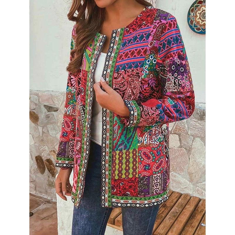 Jackets - Γυναικείο Retro Ethnic Print Jacket - Γυναικεία μόδα σε εξαιρετικές τιμές! - Minx.gr🥇