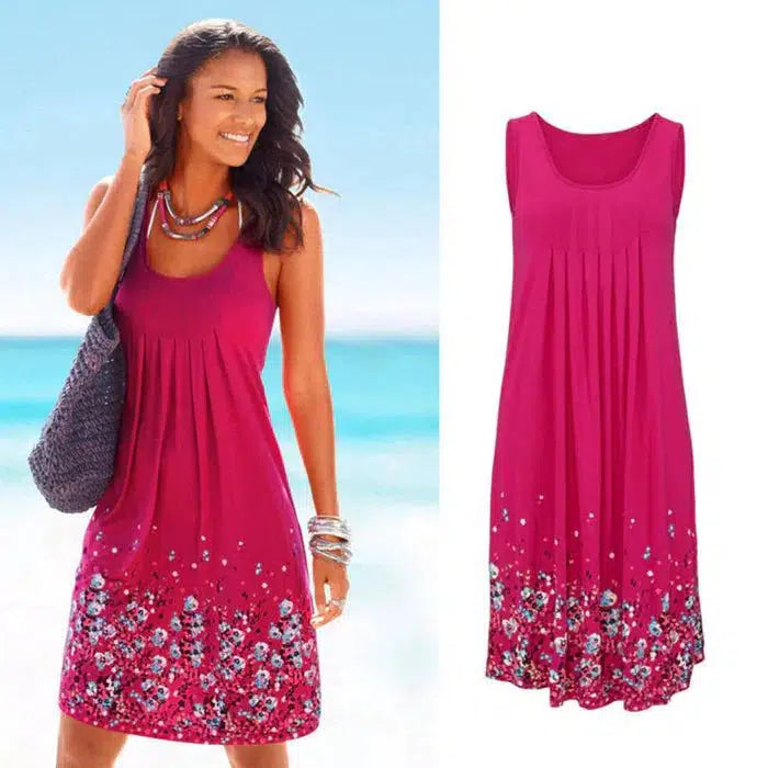 Dresses - Γυναικείο Αμάνικο Floral Φόρεμα - Γυναικεία μόδα σε εξαιρετικές τιμές! - Minx.gr🥇